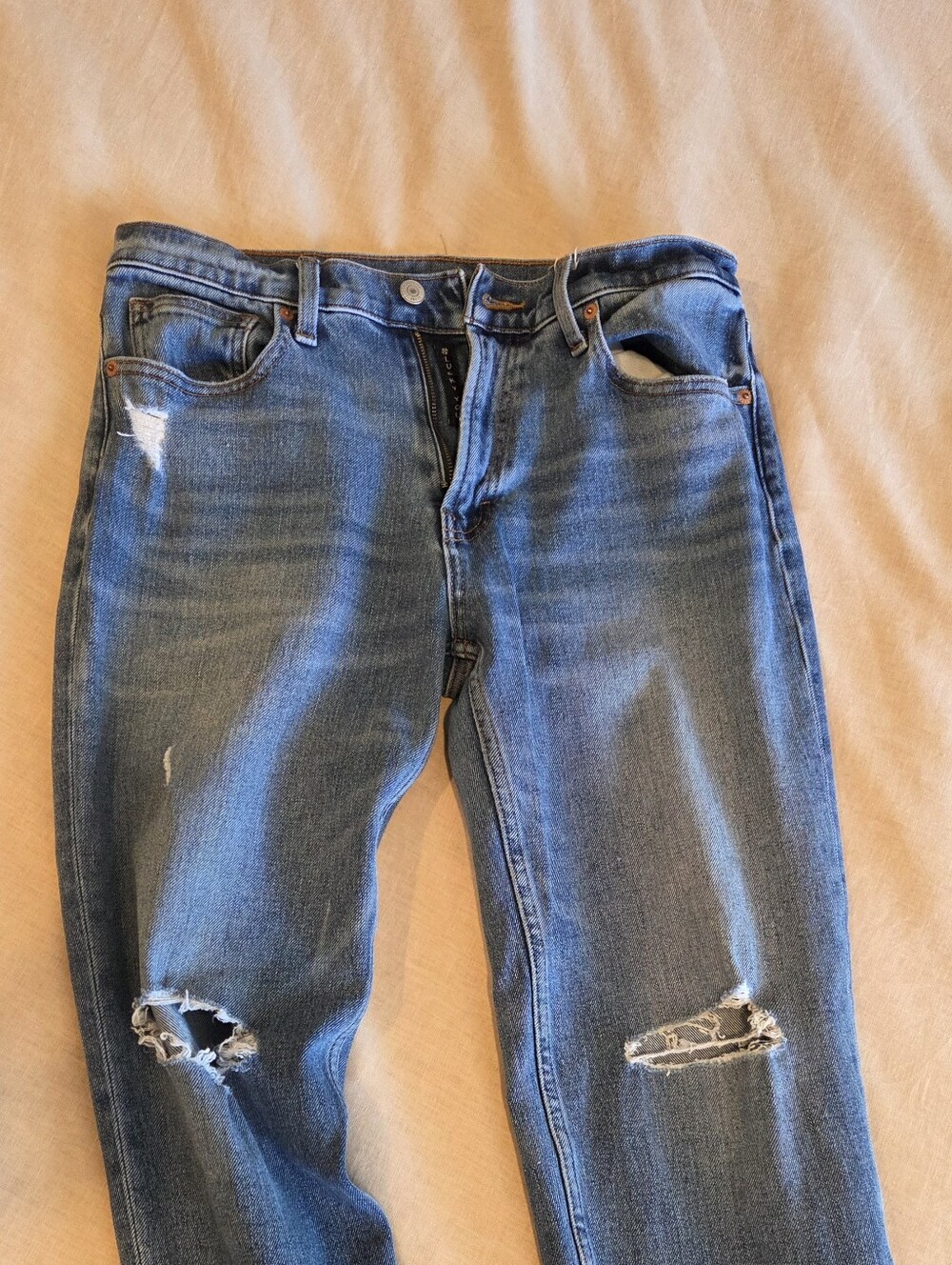Lucky Brand Relaxed Taper Jeans 6/28 Distressed Raw Hem Straight Leg Boyfriend - Picture 5 of 13